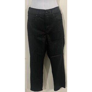 Express Edgy Minimalist Straight Ankle HighWaist Coated Black Stretch Jeans Sz 0